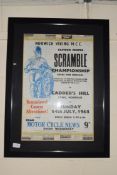 Framed poster for the Norwich Viking MCC Eastern Centre Scramble Championship at Lyng on Sunday 14