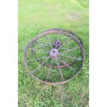 Pair of large iron wheels, 109cm diam