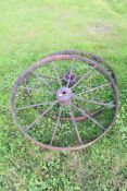Pair of large iron wheels, 109cm diam