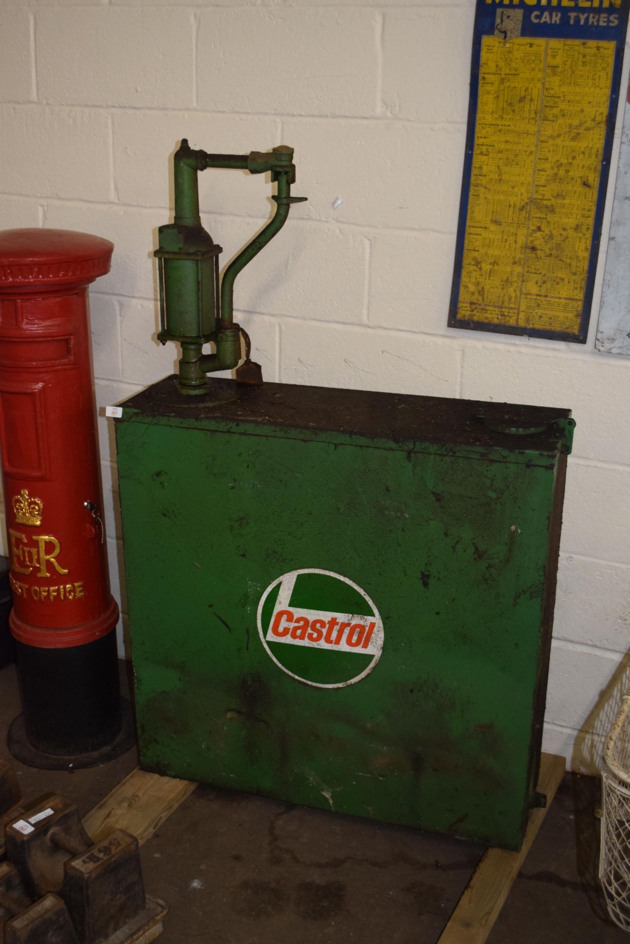 Vintage Castrol oil tank and pump