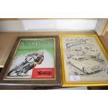 Pair of advertising prints taken from magazines - Norton Motorcycles and Vauxhall cars