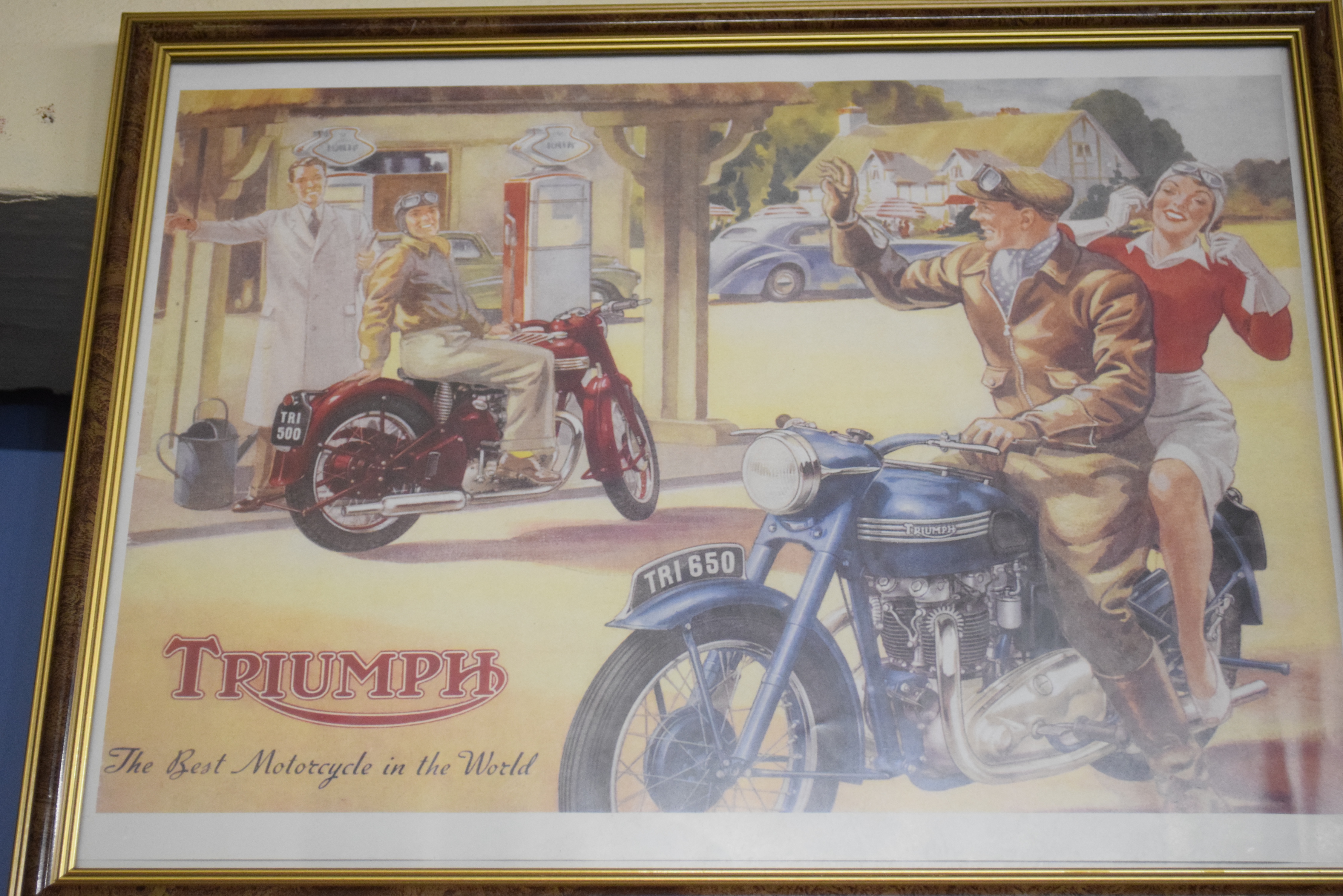 Three motorcycling and motorsport framed advertisements - Image 3 of 4