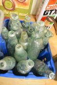 Box containing quantity of vintage marble bottles including local interest Lawrance of Great