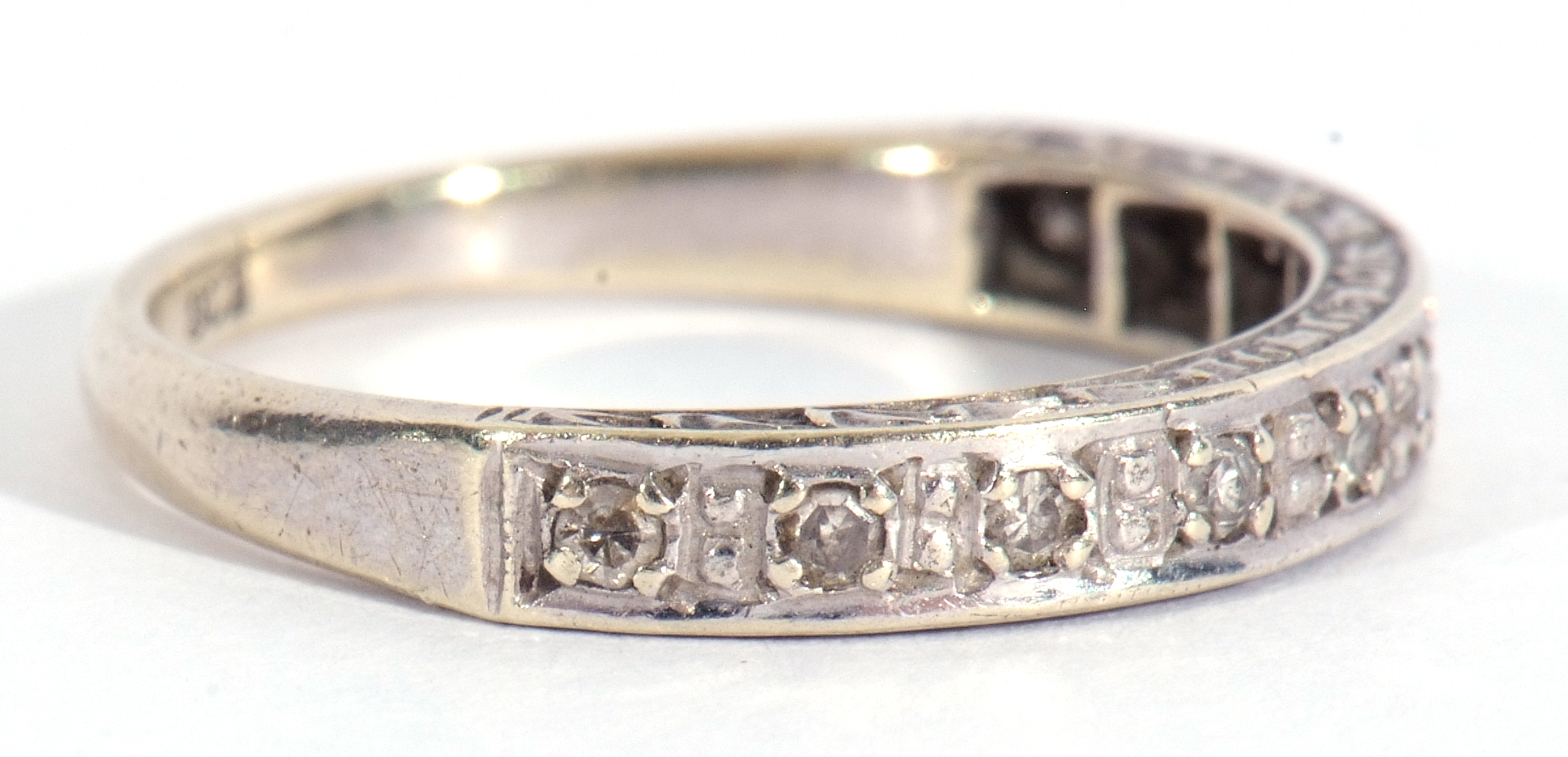 Diamond set half eternity ring featuring ten small single cut diamonds, stamped 9ct, size L - Image 6 of 7