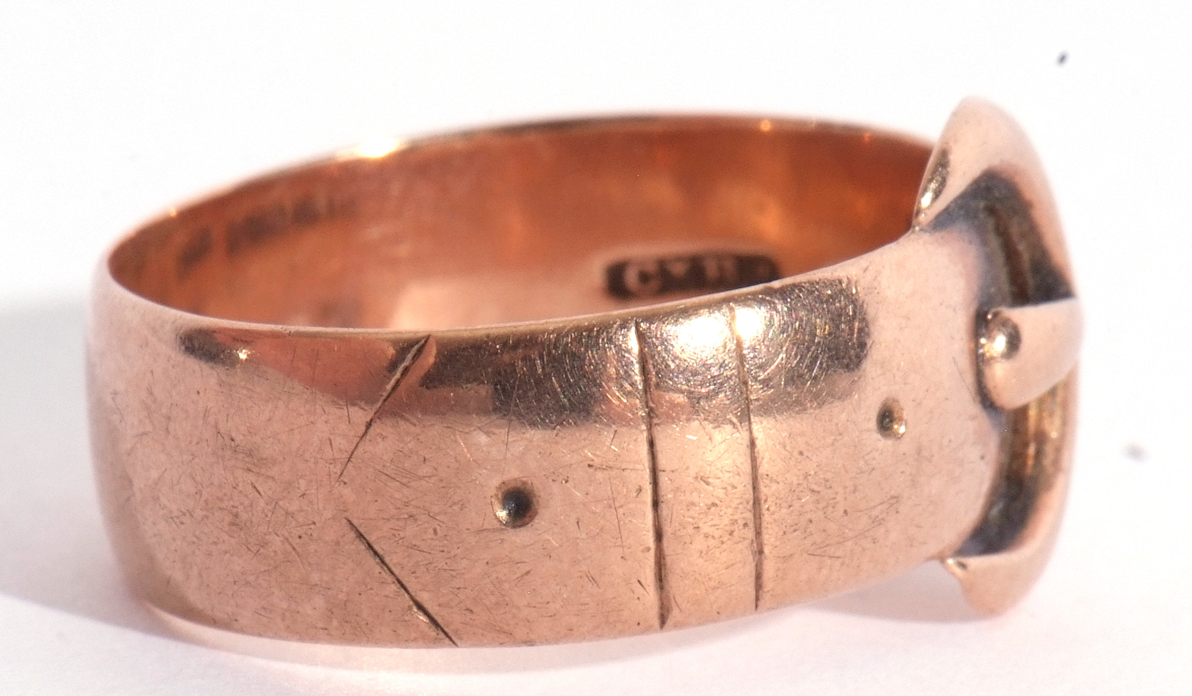 9ct rose gold buckle ring of plain polished design, 3.5gms, size N - Image 4 of 5