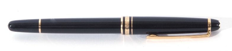 Mont Blanc Meisterstuck gold-coated ballpoint, pen no ViL 458676, black precious resin inlaid with