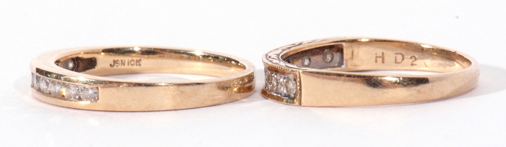 Mixed Lot: two 9ct gold and small diamond set half hoop rings, size L - Image 3 of 8