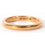 22ct gold wedding ring of plain and polished design, London 1922, 5.8gms, size Q