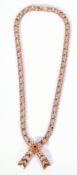 9ct gold necklace, a tied ribbon design with alternate links of arrowhead shape joined by a