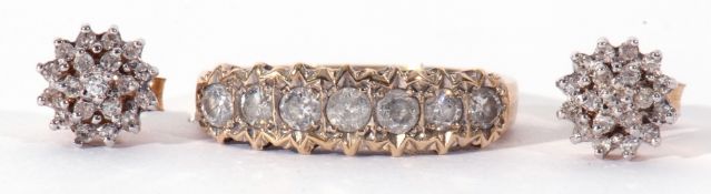 Mixed Lot: 9ct seven stone diamond ring featuring five round cut diamonds, 0.50ct approx, size L,