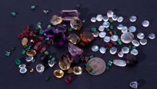 Small quantity of loose precious stones to include amethyst, citrines, emeralds, moonstones etc