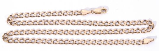 375 stamped flattened curb link necklace, 52cm long, with a lobster claw clasp, 14.3gms