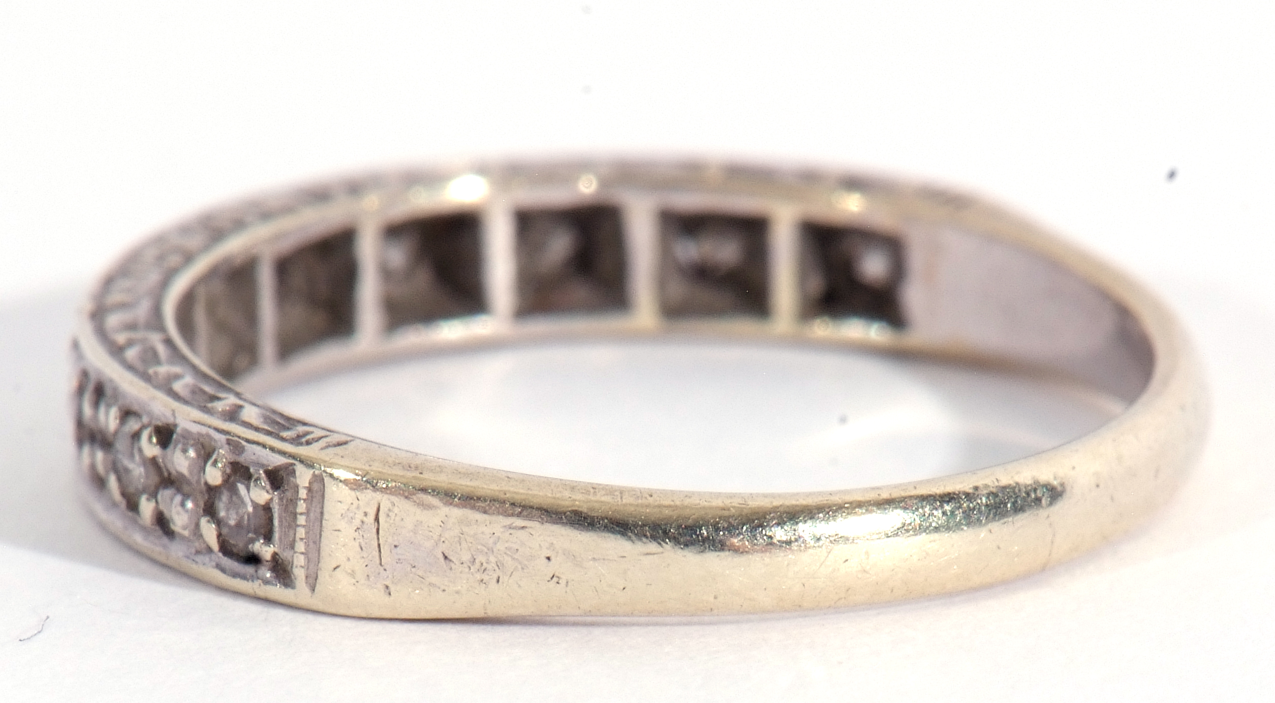 Diamond set half eternity ring featuring ten small single cut diamonds, stamped 9ct, size L - Image 3 of 7