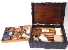 A Coromandel box to include a small amount of various costume jewellery
