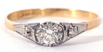 Precious metal single stone diamond ring, a round brilliant cut diamond, 0.25ct approx, raised