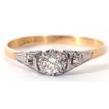 Precious metal single stone diamond ring, a round brilliant cut diamond, 0.25ct approx, raised