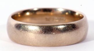 A 750 stamped wedding ring of plain polished design, makers mark for B.Bros, 7.4gms, size Q/R