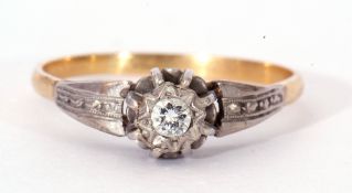 Antique single stone diamond ring, the round brilliant cut diamond 0.15ct approx, four claw set in a