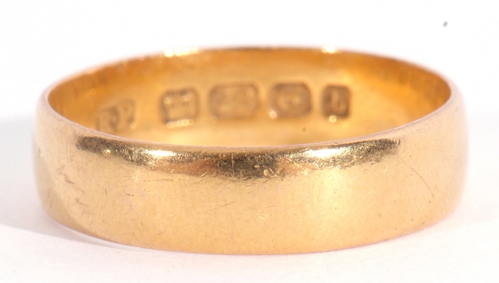 22ct gold wedding ring, plain polished design, Birmingham 1901, 3.4gms, size O