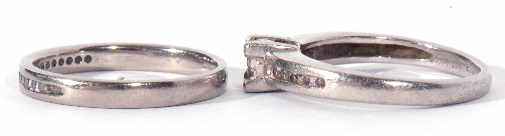 Mixed Lot: Platinum and diamond ring centring four small princess cut diamonds in a square design, - Image 4 of 9