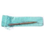 Tiffany & Co slim ballpoint sterling 925 pen, engine turned swirl engraving, the centre band with