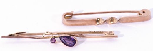 9ct gold and amethyst brooch (a/f)
