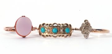 Mixed Lot: 9ct stamped sardonyx ring, a 9ct gold turquoise and small diamond set ring, together with