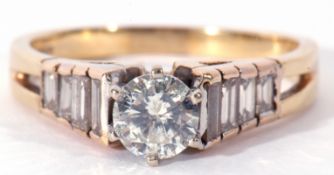 Antique diamond ring, a design featuring a brilliant cut diamond 0.50ct approx, raised above diamond