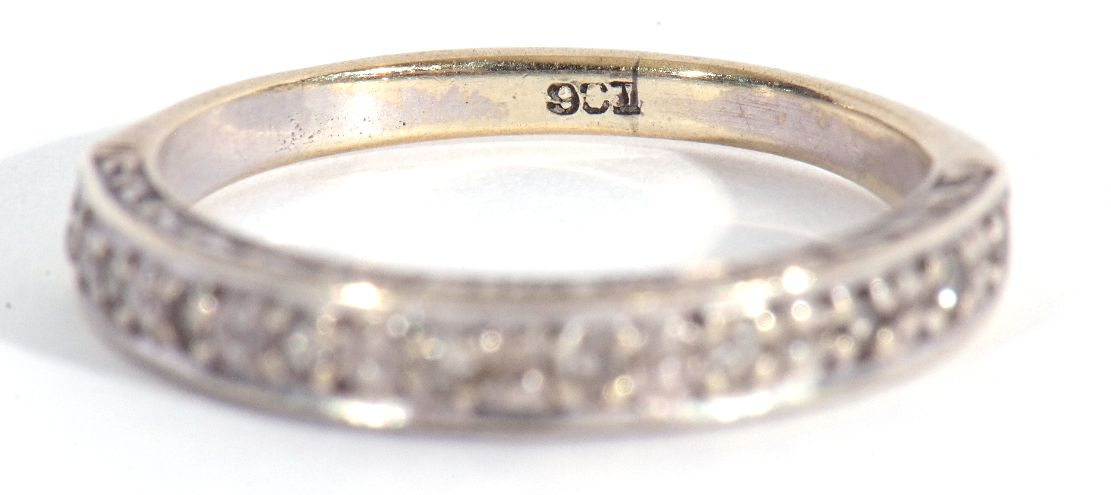 Diamond set half eternity ring featuring ten small single cut diamonds, stamped 9ct, size L - Image 7 of 7