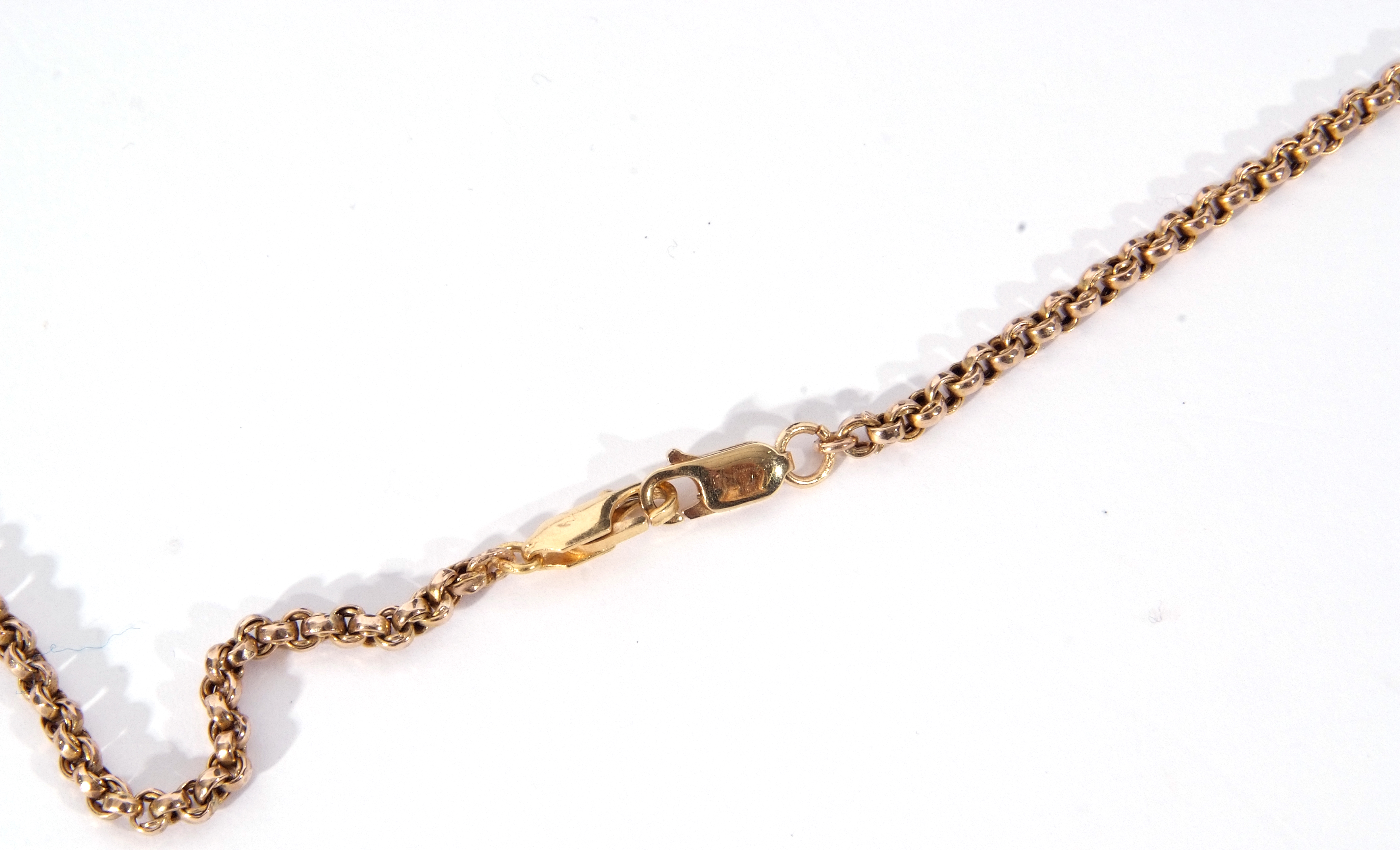 9ct stamped belcher link chain, 23cm long when fastened, with a 750 stamped lobster claw clasp, g/ - Image 2 of 3