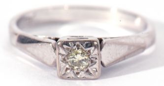 Precious metal single stone diamond ring, an old cut diamond 0.10ct approx, in a star engraved
