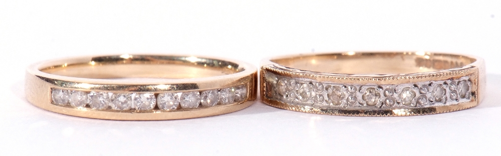 Mixed Lot: two 9ct gold and small diamond set half hoop rings, size L - Image 2 of 8