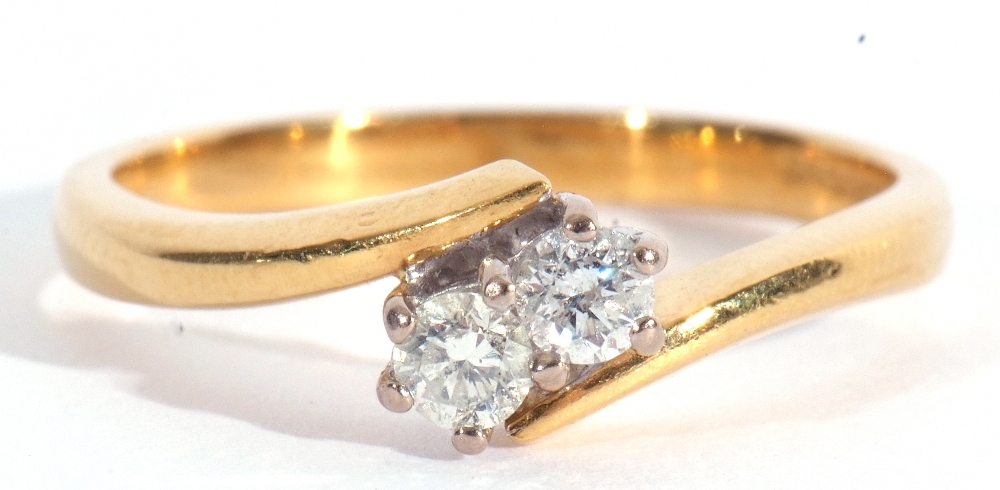 18ct gold and diamond cross over ring featuring two round brilliant cut diamonds, total diamond wt - Image 9 of 9