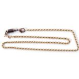 9kt stamped rope twist design chain, with a later barrel shaped metal magnetic clasp, g/w 9.7gms