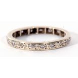 Precious metal and diamond full eternity ring set throughout with small single cut diamonds, size