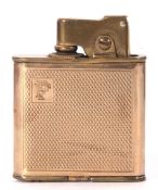 Vintage brass A.D. Austrian petrol lighter, the body with an engine turned 9ct stamped surround,