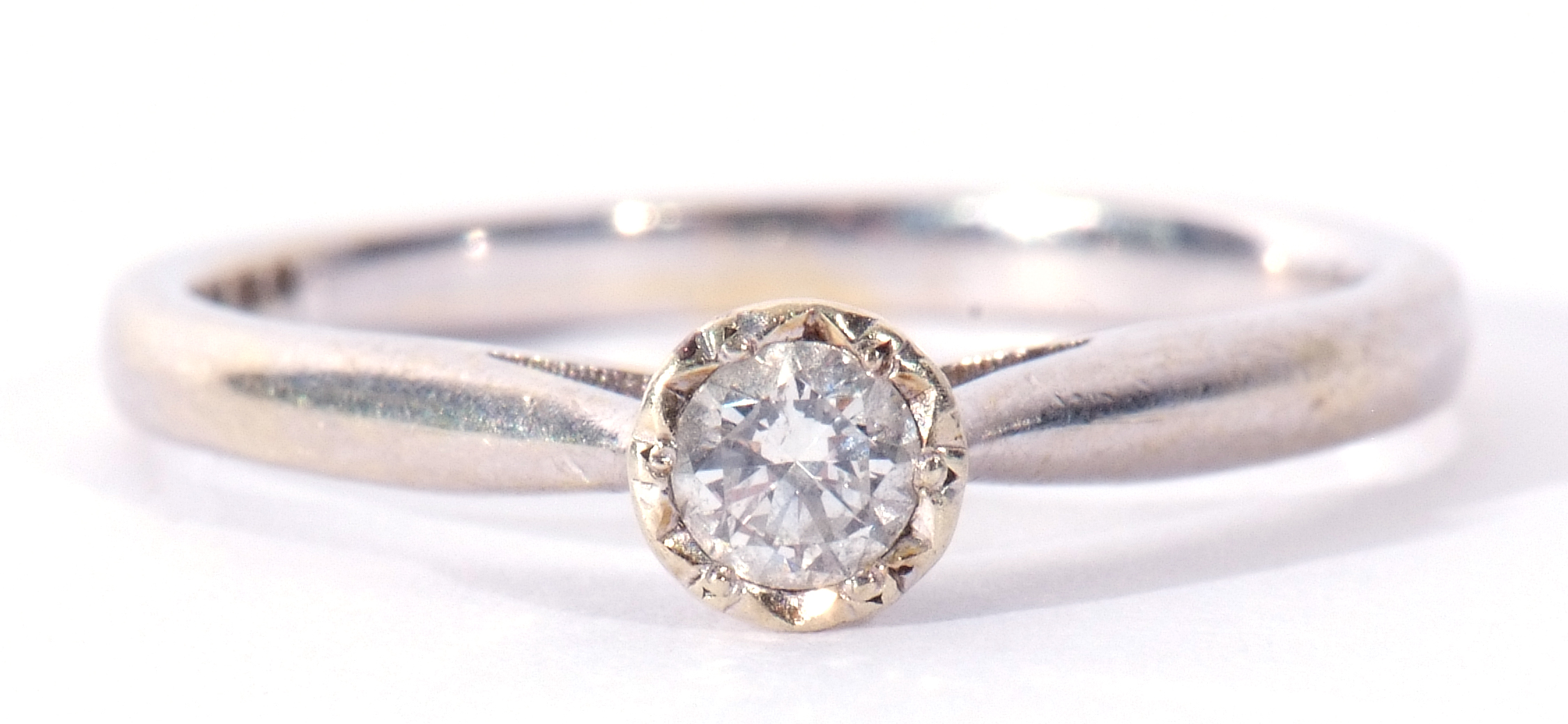 Modern 9ct white gold and single stone diamond ring featuring a round brilliant cut diamond, 0. - Image 6 of 12