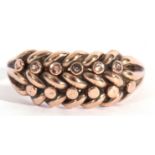 Antique 9ct gold knot ring, Chester 1916, 4.2gms size P