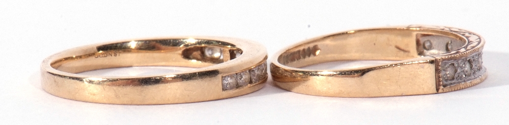 Mixed Lot: two 9ct gold and small diamond set half hoop rings, size L - Image 5 of 8