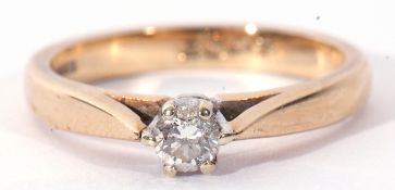 9ct gold single stone diamond ring, a brilliant cut old diamond, 0.15ct approx, multi-claw set in