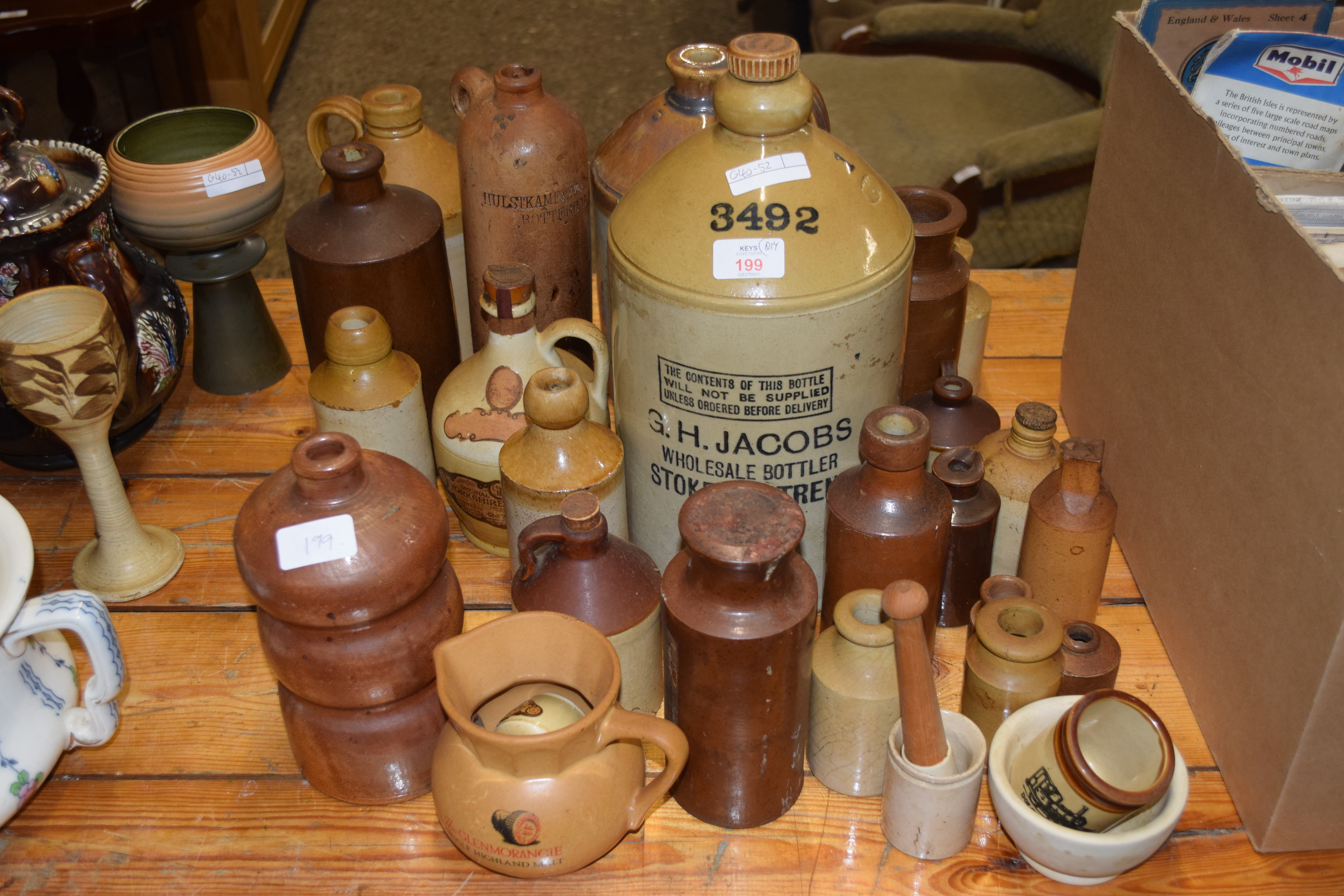 MIXED LOT OF STONEWARE BOTTLES TO INCLUDE EXAMPLE MARKED G H JACOBS, STOKE ON TRENT