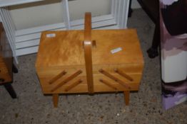 VINTAGE CANTILEVER SEWING BOX, 42CM WIDE