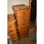 PAIR OF MODERN PINE THREE DRAWER BEDSIDE CHESTS, APPROX 70CM HIGH