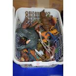 BOX OF PLASTIC TOY DINOSAURS