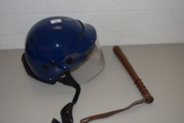 MIXED LOT COMPRISING A PRISON OFFICERS HELMET TOGETHER WITH A SURESCREEN DIAGNOSTICS LTD RAPID