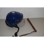 MIXED LOT COMPRISING A PRISON OFFICERS HELMET TOGETHER WITH A SURESCREEN DIAGNOSTICS LTD RAPID