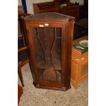 OAK CORNER CABINET WITH SINGLE GLAZED DOOR, 114CM HIGH