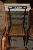 EDWARDIAN MAHOGANY FRAMED SIDE CHAIR WITH CANE SEAT