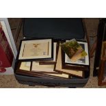 SUITCASE CONTAINING A LARGE COLLECTION OF PICTURES TO INCLUDE FRANK WESTON 'COTTAGE BLICKLING',