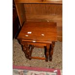 NEST OF TWO SMALL OAK OCCASIONAL TABLES, LARGEST 38CM WIDE